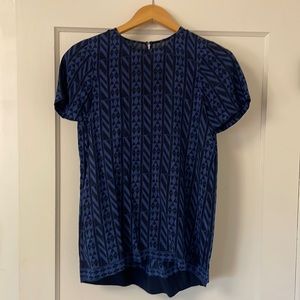 Madewell black and blue geometric blouse